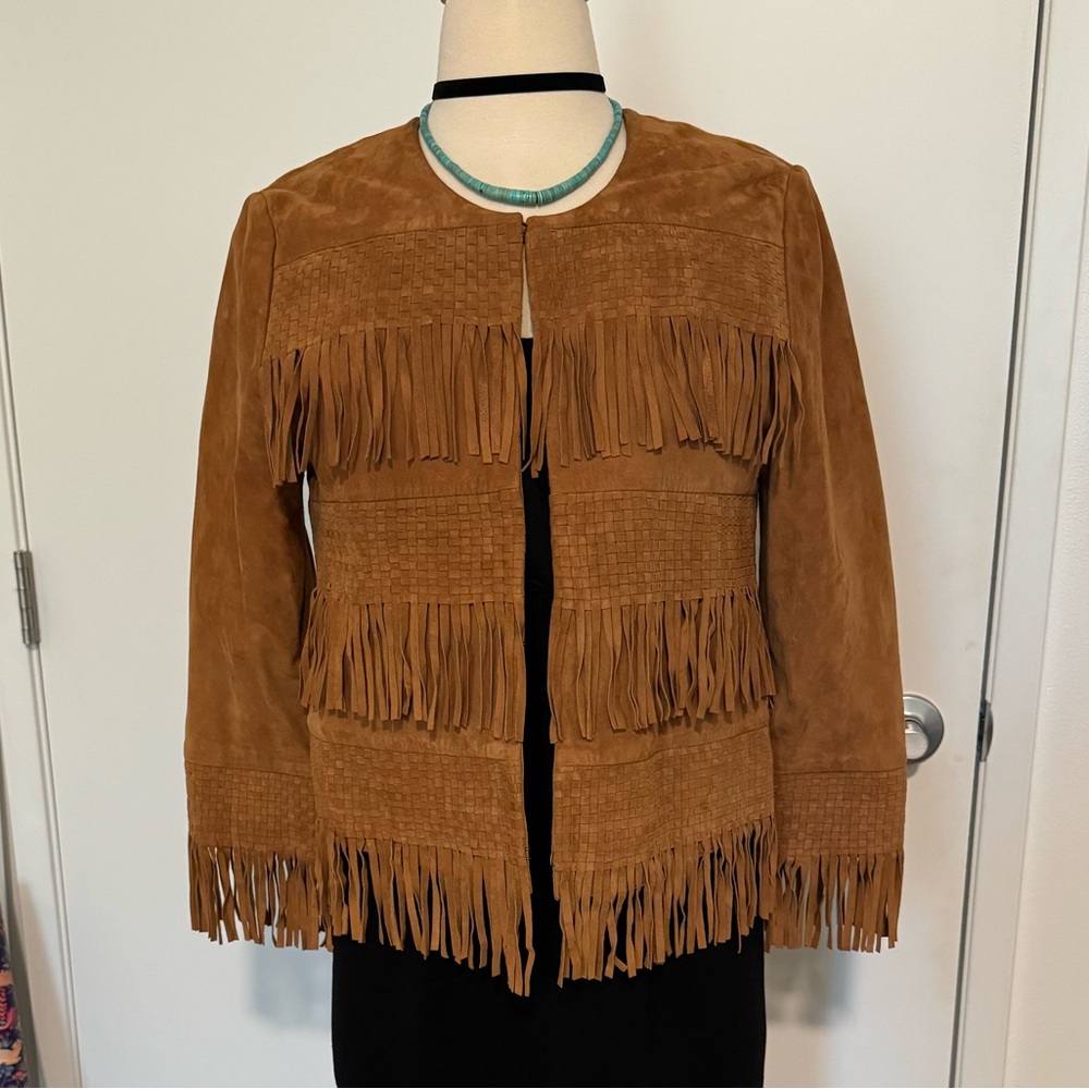 Tan Vegan Fringe Jacket